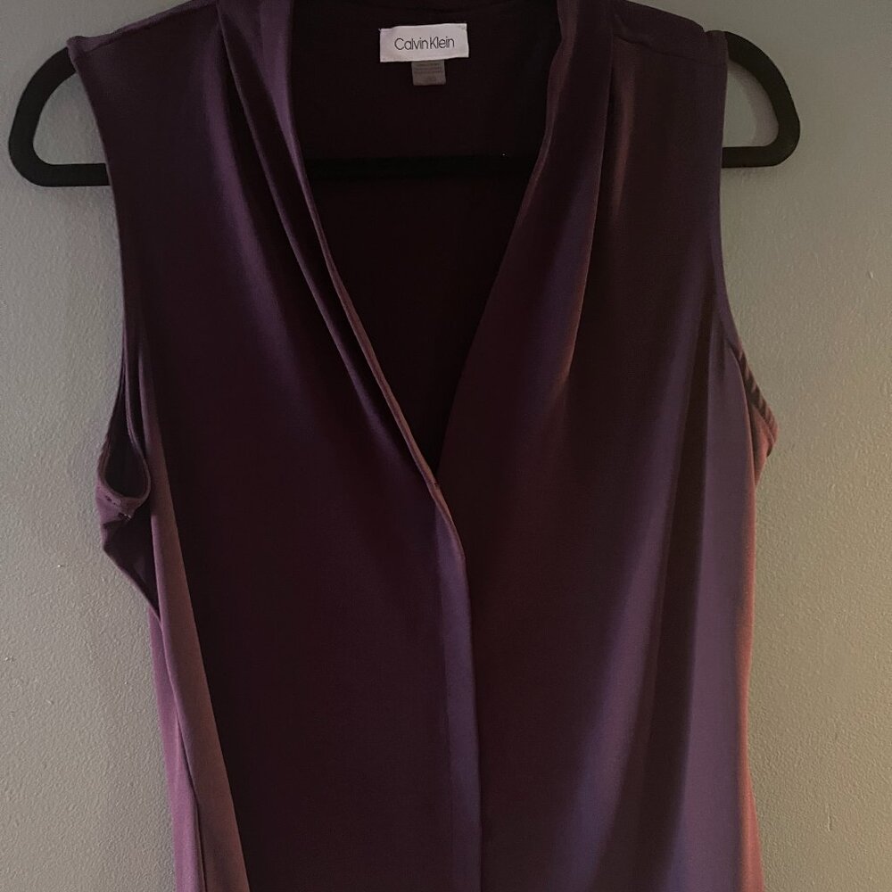 Calvin Klein Large Women's Mixed-Media Sleeveless Blouse